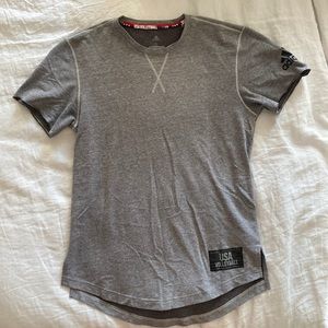 adidas USA Volleyball Short Sleeve Shirt Gray Size Small